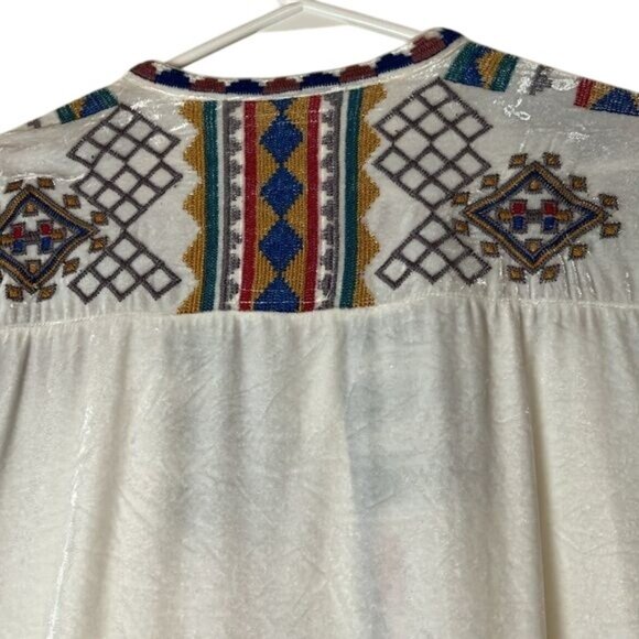 Johnny Was Womens Top Embroiderd Velvet White Multi Size S - Picture 4 of 5